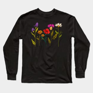 Wildflowers - Colorful Wildflower Floral Art Long Sleeve T-Shirt